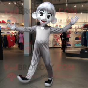 Silver Acrobat mascot costume character dressed with Dress and Beanies