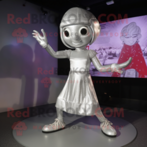 Silver Acrobat mascot costume character dressed with Dress and Beanies