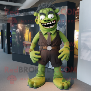 Olive frankenstein's monster mascot costume character dressed with Culottes and Belts