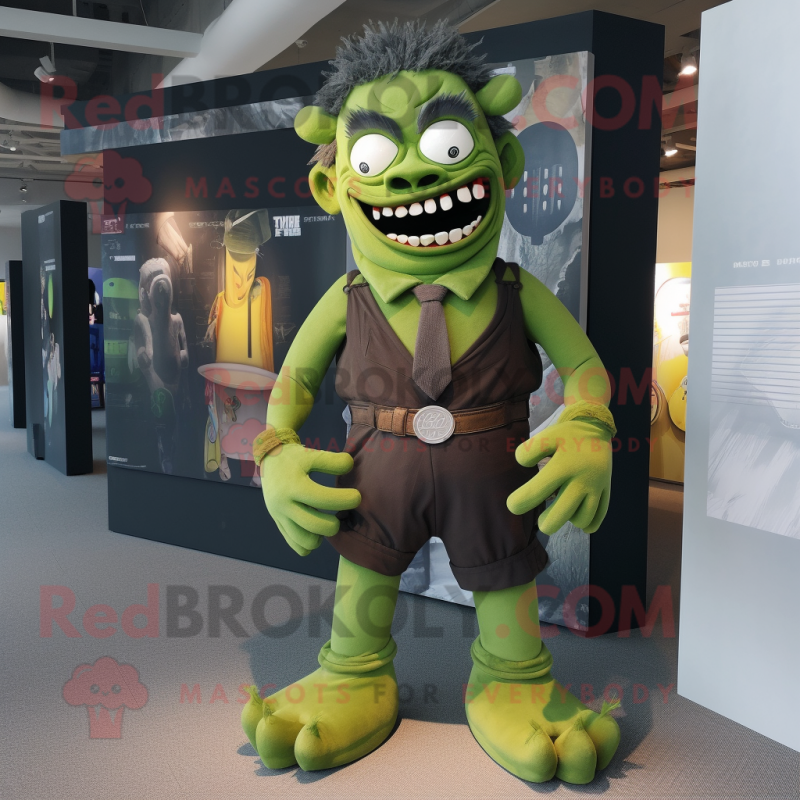 Olive frankenstein's monster mascot costume character dressed with Culottes and Belts Olive frankenstein's monster mascot costume character dressed with Culottes and Belts