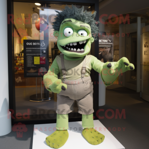 Olive frankenstein's monster mascot costume character dressed with Culottes and Belts
