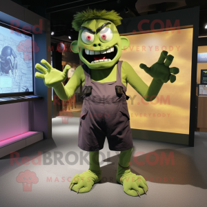 Olive frankenstein's monster mascot costume character dressed with Culottes and Belts