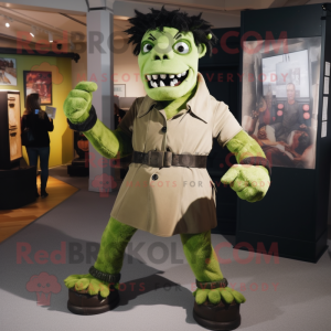 Olive frankenstein's monster mascot costume character dressed with Culottes and Belts