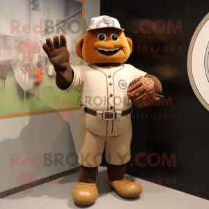 Brown Baseball glove mascot costume character dressed with Waistcoat and Watches