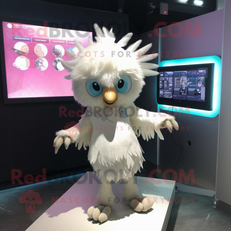 White harpy mascot costume character dressed with Playsuit and Brooches White harpy mascot costume character dressed with Playsuit and Brooches