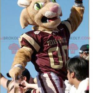Brown tiger mascot in sportswear - Redbrokoly.com