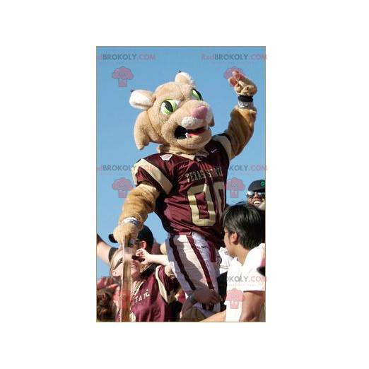 Brown tiger mascot in sportswear - Redbrokoly.com