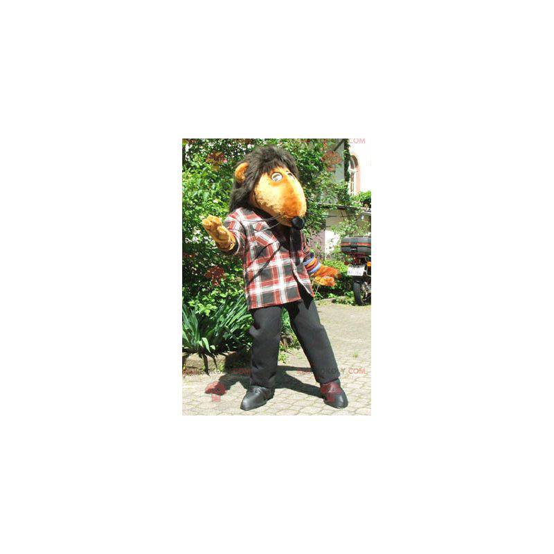 Mascote gigante rato laranja - Redbrokoly.com