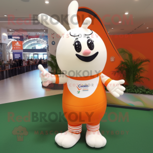 Cream Carrot mascot costume character dressed with Rugby Shirt and Bracelets