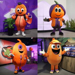 Oransje aubergine maskot...