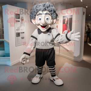 Gray Mime mascot costume character dressed with Bermuda Shorts and Hairpins