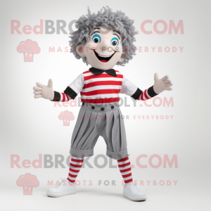 Gray Mime mascot costume character dressed with Bermuda Shorts and Hairpins