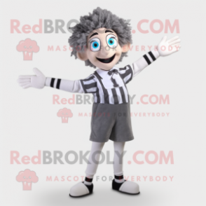 Gray Mime mascot costume character dressed with Bermuda Shorts and Hairpins