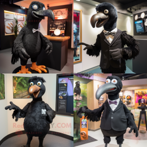 Black dodo bird mascot costume character dressed with Chinos and Cufflinks