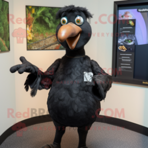 Black dodo bird mascot costume character dressed with Chinos and Cufflinks