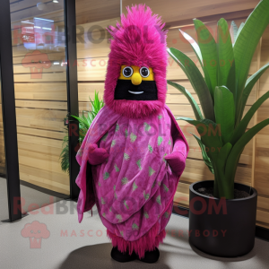 Magenta Pineapple mascot costume character dressed with Dress Shirt and Shawl pins