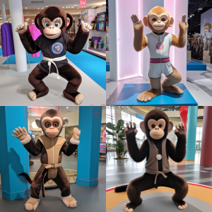 nan Capuchin Monkey mascot costume character dressed with Yoga Pants and Rings
