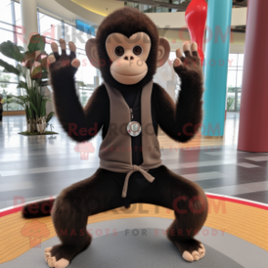 nan Capuchin Monkey mascot costume character dressed with Yoga Pants and Rings