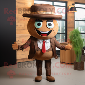 Brown Hamburger mascot costume character dressed with Waistcoat and Ties