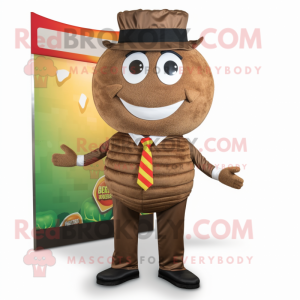 Brown Hamburger mascot costume character dressed with Waistcoat and Ties