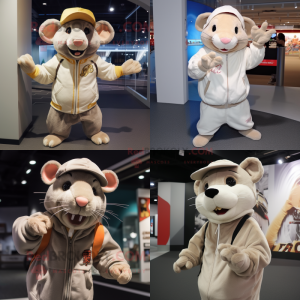 Beige Rat mascotte kostuum...