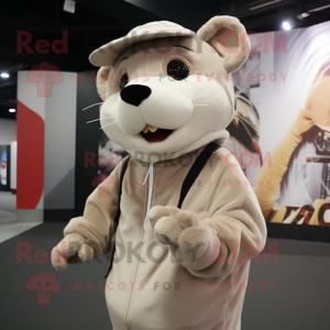 Beige Rat mascotte kostuum...