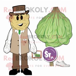 Tan Cabbage mascot costume character dressed with Henley Tee and Tie pins