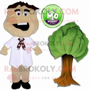 Tan Cabbage mascot costume character dressed with Henley Tee and Tie pins