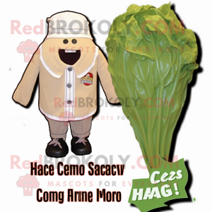 Tan Cabbage mascot costume character dressed with Henley Tee and Tie pins