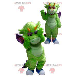 Mascota del dragón verde y morado - Redbrokoly.com