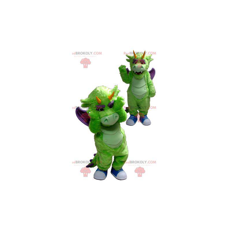 Zelený a fialový drak maskot - Redbrokoly.com Zelený a fialový drak maskot - Redbrokoly.com