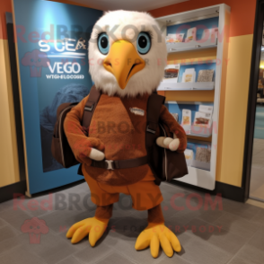 Rust Bald Eagle mascot costume character dressed with Mini Skirt and Backpacks