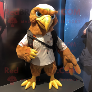 Rust Bald Eagle mascot costume character dressed with Mini Skirt and Backpacks