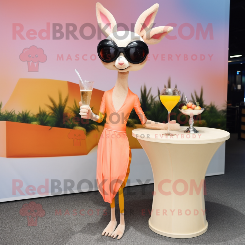 Peach Gazelle mascot costume character dressed with Cocktail Dress and Eyeglasses