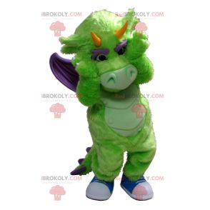 Mascotte de dragon vert et violet - Redbrokoly.com