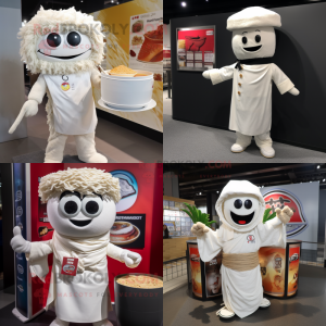 Hvid Ramen maskot kostume...