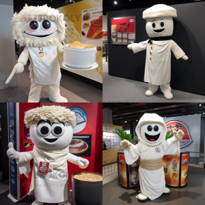 White Ramen mascot costume character dressed with Cover-up and Cufflinks
