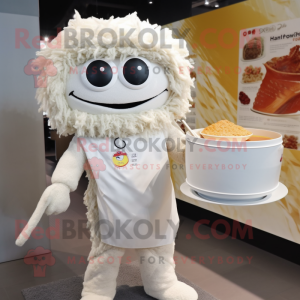 White Ramen mascot costume character dressed with Cover-up and Cufflinks