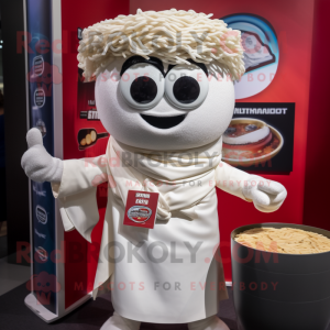 White Ramen mascot costume character dressed with Cover-up and Cufflinks