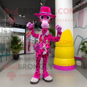 Magenta Giraffe mascotte...