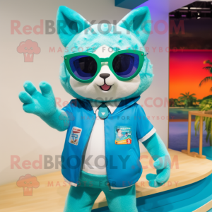 Turquoise Cat mascotte...