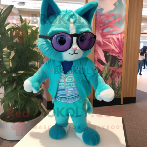 Turquoise Cat mascotte...