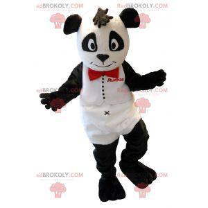 White and black teddy bear mascot. Auchan panda mascot -