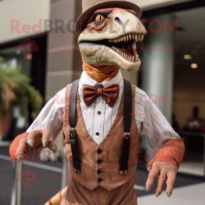 nan Utahraptor mascot costume character dressed with Suit and Suspenders