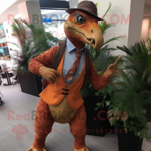 nan Utahraptor mascot costume character dressed with Suit and Suspenders