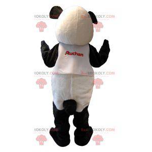 Mascota de oso de peluche blanco y negro. Mascota panda Auchan