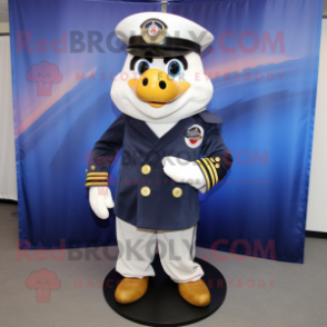 Navy Gyro mascot costume character dressed with Jacket and Shoe clips