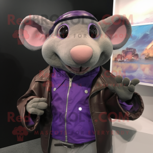 Purple Rat maskot drakt...