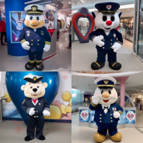 Navy Heart mascot costume character dressed with Dress Pants and Keychains