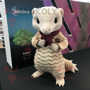 Cream Pangolin mascot costume character dressed with T-Shirt and Pocket squares
